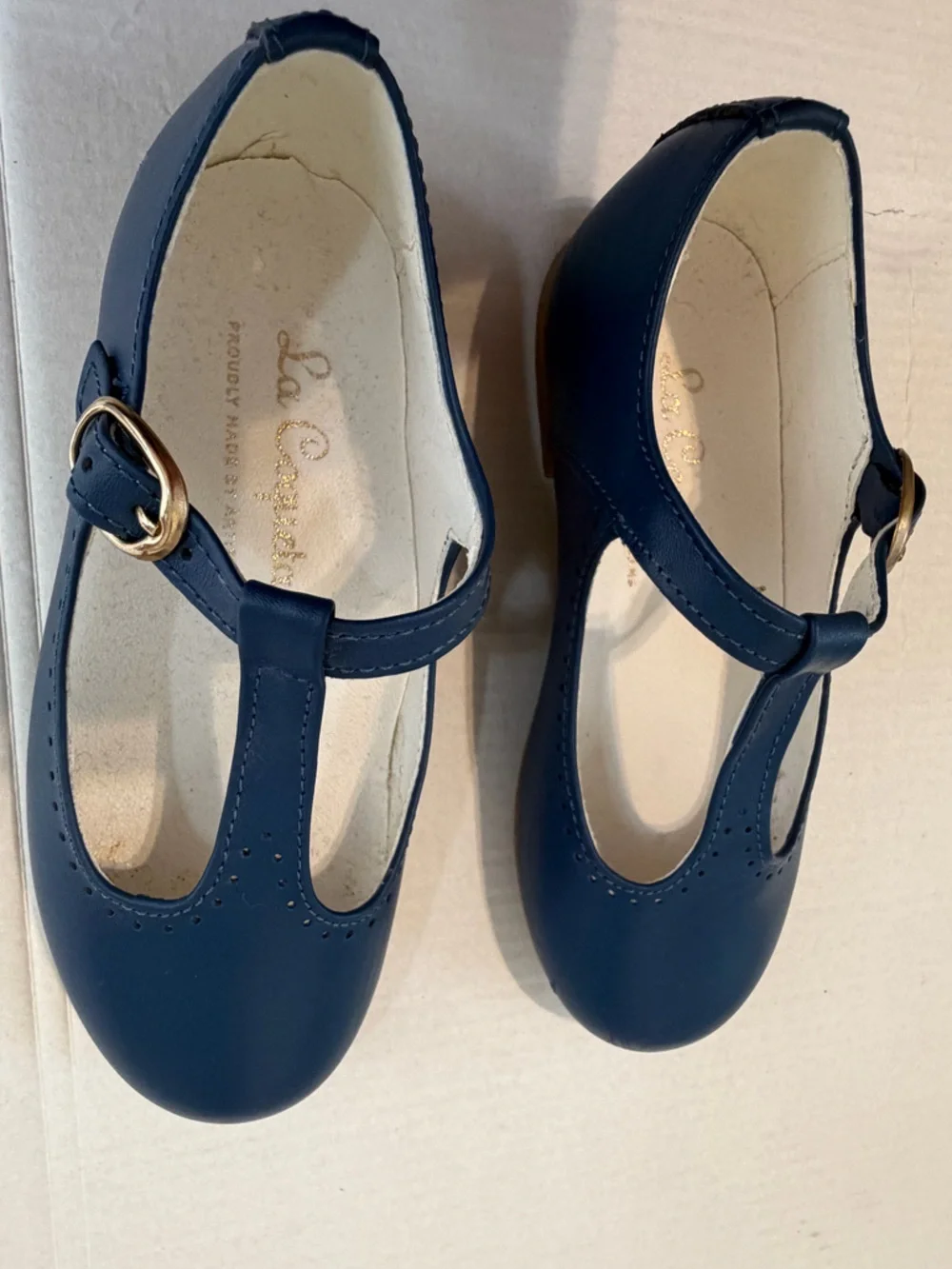 La Coqueta Cobalt Blue Leather T-Bar Mary Jane Shoes EU 25 US 9